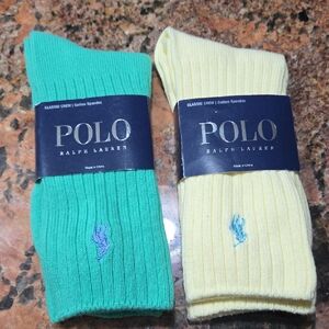 Polo by Ralph Lauren Men's Crew Socks - Green and Light Yellow